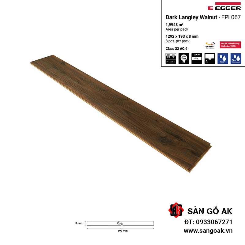 Sàn Gỗ Công Nghiệp Đức Egger Aqua 8mm EPL067